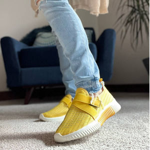Cyber yellow slip-ons with rhinestone bling Women's Size 5.5